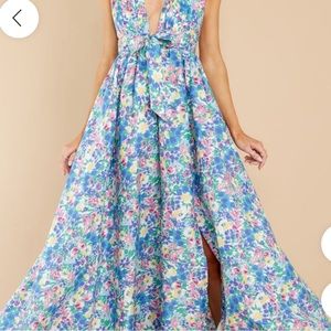 Beautiful Blue Floral Maxi Dress